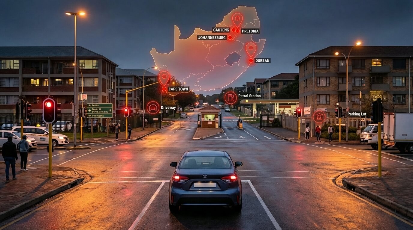 Major hijacking hotspots in South Africa based on crime statistics